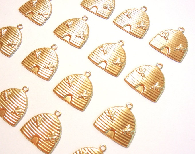 16 or 8 pairs of Brass Beehive Charms