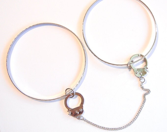 Silver-tone Handcuff Charm with Bangles