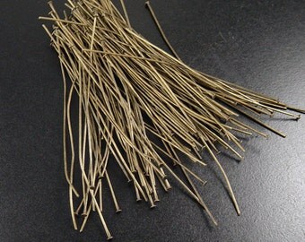 Bronze Head Pins 100 Headpin Antique Bronze 3-3/8 inch (80mm) Severely Discounted BIRD NEST 21 gauge NF (1062pin80z1)
