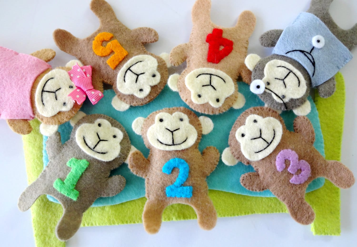 Five Little Monkeys Finger Puppet Set Felt Sewing Pattern