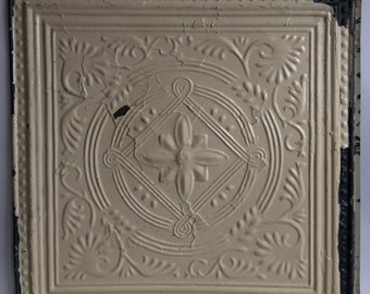 24"x 24" Antique 1890's Ceiling Tin Tan Embossed Reclaimed 256-16