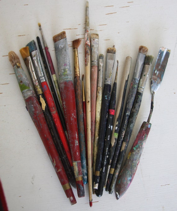 Vintage Used PAINT BRUSHES Artist Paint Brush Boho Worn   Il 570xN.947015166 Mly2 