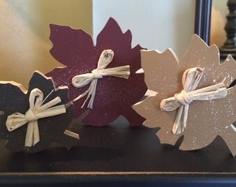 Autumn leaves, set of 3 wooden