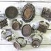 10 Sterling Silver plated Ring Blank base settings for cabochons , adjustable wide band , Free Shipping sample Pack DIY jewelry , boho goth