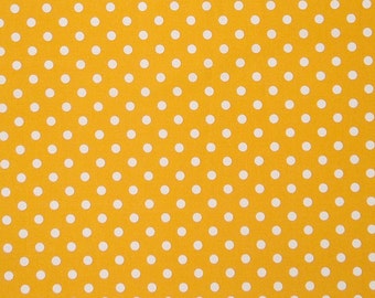 Yellow Polka Dot Fabric, Gold and White Polka Dot Cotton Fabric, Yellow Spotty Fabric