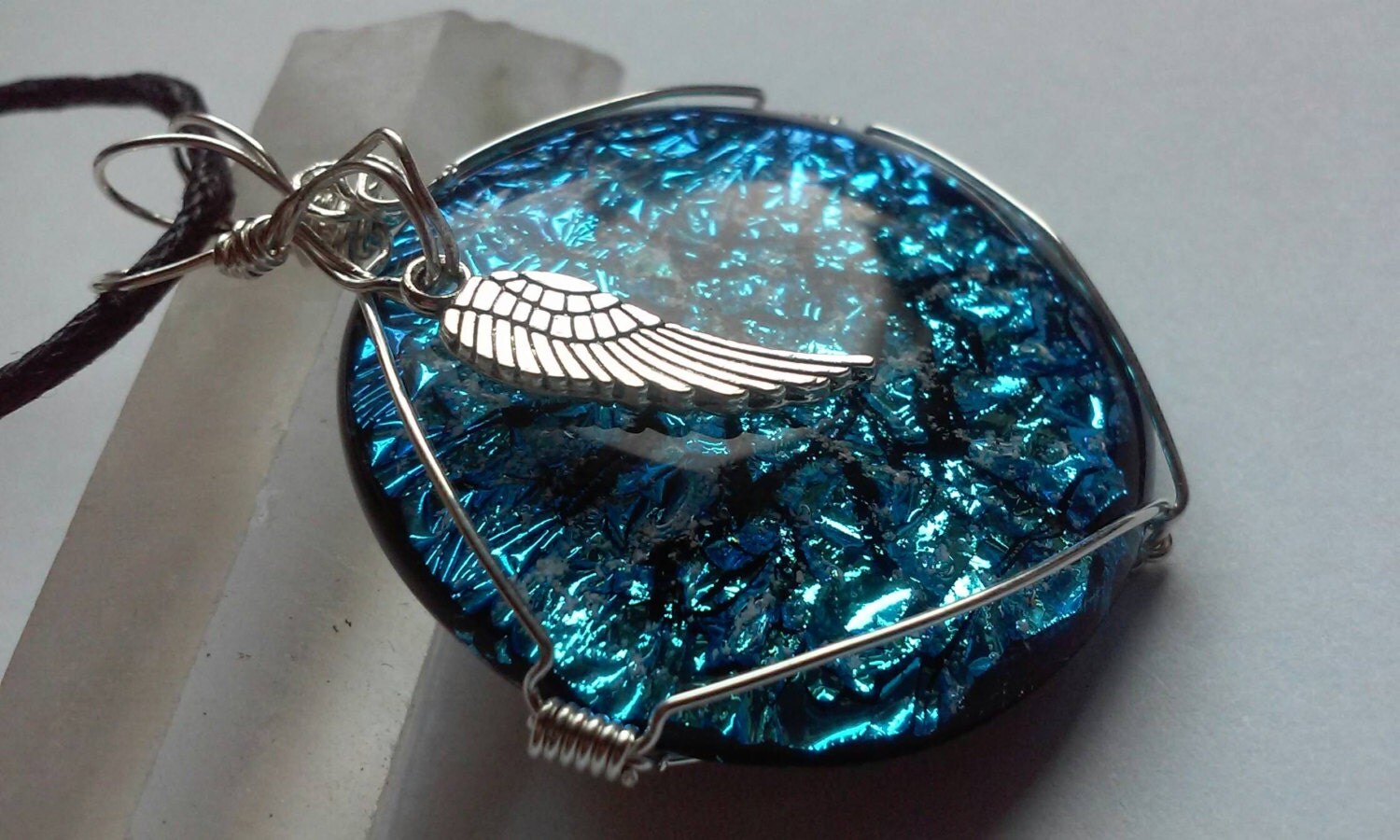 Cremation Jewelry Angel Wing Necklace Ashes by infusionglass