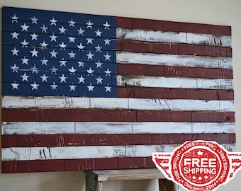 Vintage American Flag Wall Art wood american flag | etsy Vintage American Flag Wall Art wood american flag | etsy