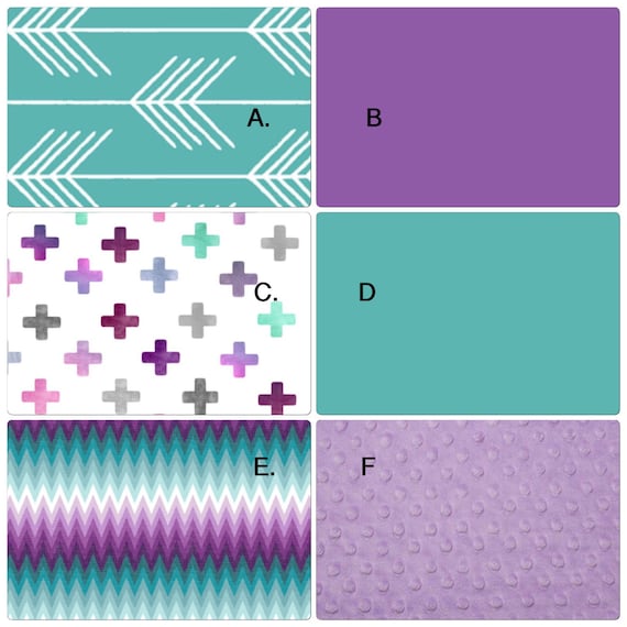 DEPOSIT Crib Bedding Set Purple and Turquoise Aztec Crosses