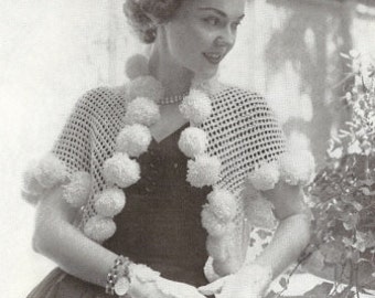 Pompom Shrug Vintage Crochet Pattern 110