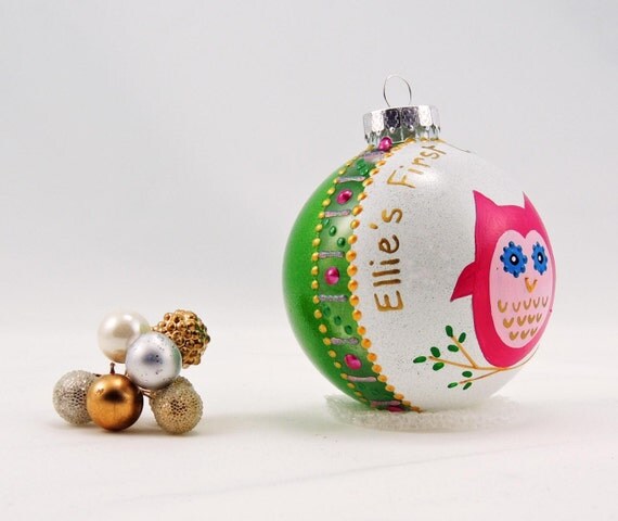 owl ornament personalized hand painted glass ornament owl ornament personalized hand painted glass ornament