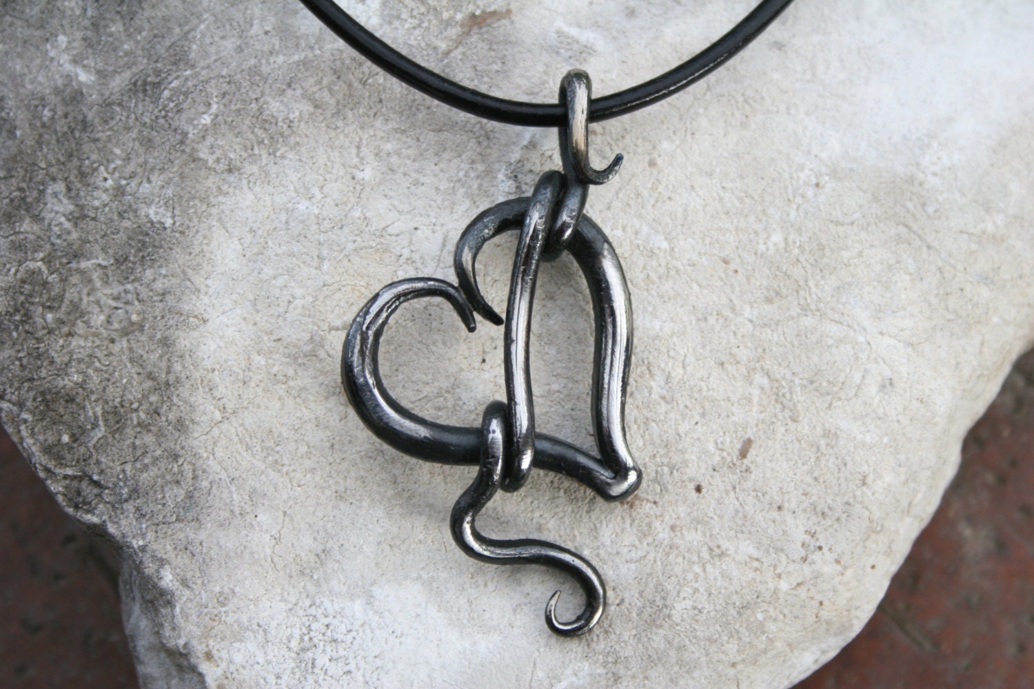Blacksmith Heart Necklace Hand Iron Heart Necklace