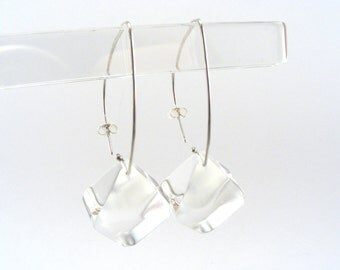 Transparent Perspex Earrings, Clear Acrylic Drops, Plexiglass Ice Clear