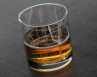 Columbus - Ohio State - College Town Map Rocks Glass