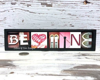 Valentines Day Decor Gift, Be Mine Wood Sign, Pink and Red Sign, Pink Heart, Be My Valentine, Kiss Me, I Love You, Love Sign, February Decor