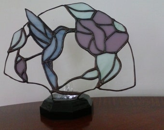 Stained Glass Hummingbird Panel/ Night Light