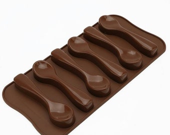 Spoon 6 Cavity Silicone Mold Chocolate Fondant Candy Fimo Sculpey Clay Soap Bath Bomb Crayon Wax Melt Food Grade *Ships from USA*