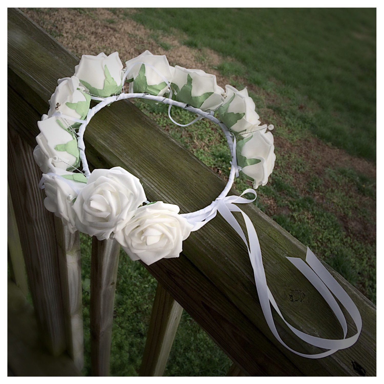 White Rose Bridal Flower Crown