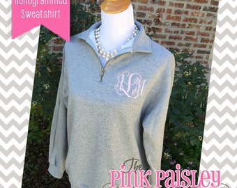 Quarter Zip Pullover | Monogrammed 1/4-zip sweatshirt | Monogram fleece pullover