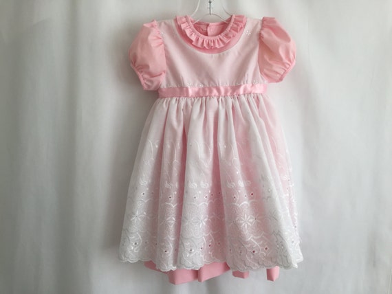 Pink And White Eyelet Dress Size 3