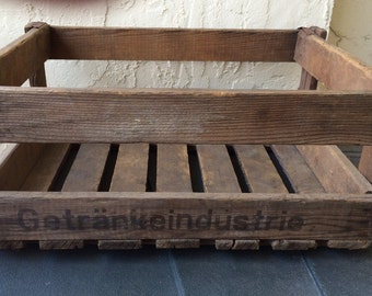 Vintage Wood German Beverage Crate