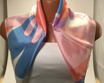 Vintage 1960's Psychedelic Acetate Hand Rolled Scarf from Japan