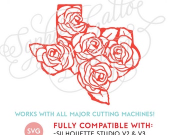 Texas State Roses SVG DXF PNG digital download files for Silhouette Cricut vector clip art graphics Vinyl Cutting Machine, Screen Printing