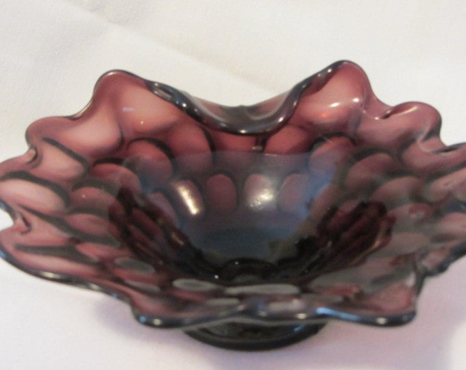 Purple Glass Bowl, Purple Glassware, Purple Ash Tray, Dimple Glassware, Vintage Dimple Glass Bowl, Candy Dish, Nut Bowl, Accent Bowl