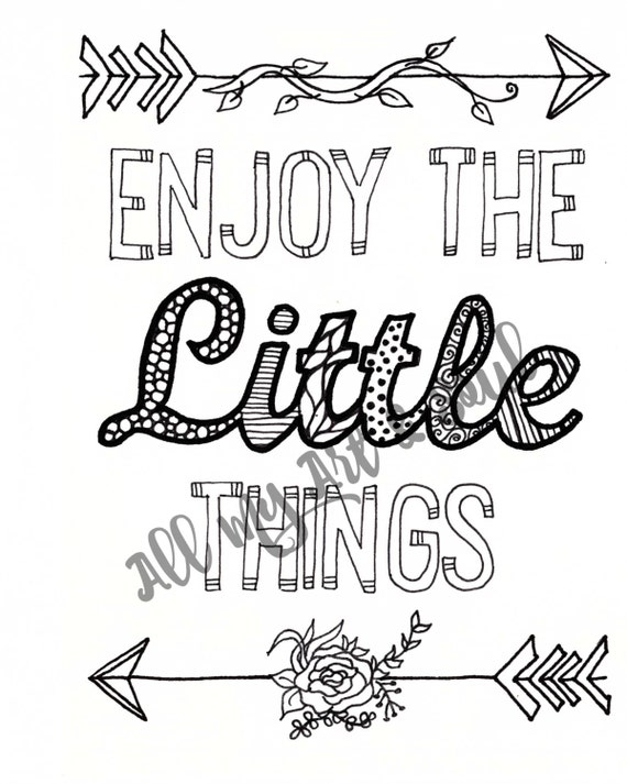 Adult Coloring Page Enjoy The Little Things Instant