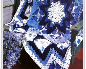 Crochet Afghan Pattern - Crochet Granny Square and Star Medallion Pattern - PDF 10232016