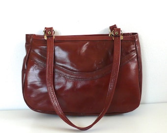 Vintage Reddish Brown Leather Retro Handbag