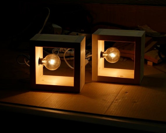 Simple Modern Box Lamp Minimalist Lighting Wood Wooden Square