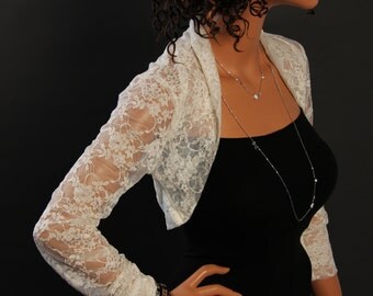 Ivory lace Shrug bolero jacket bridal shrug bridal accessories wedding jacket bolero SSL-IV