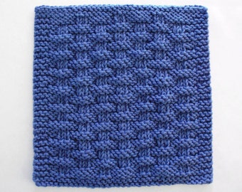 Blue Dishcloth, Cotton Knit Dishcloth, Knitted Washcloth, Blue Kitchen Decor