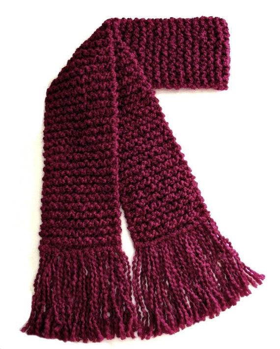 Burgundy Scarf Long Chunky Knit Scarf Winter Scarf Dark Red