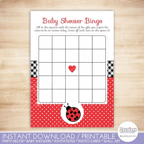 Ladybug Baby Shower Bingo Cards Lady Bug Girl Baby Shower