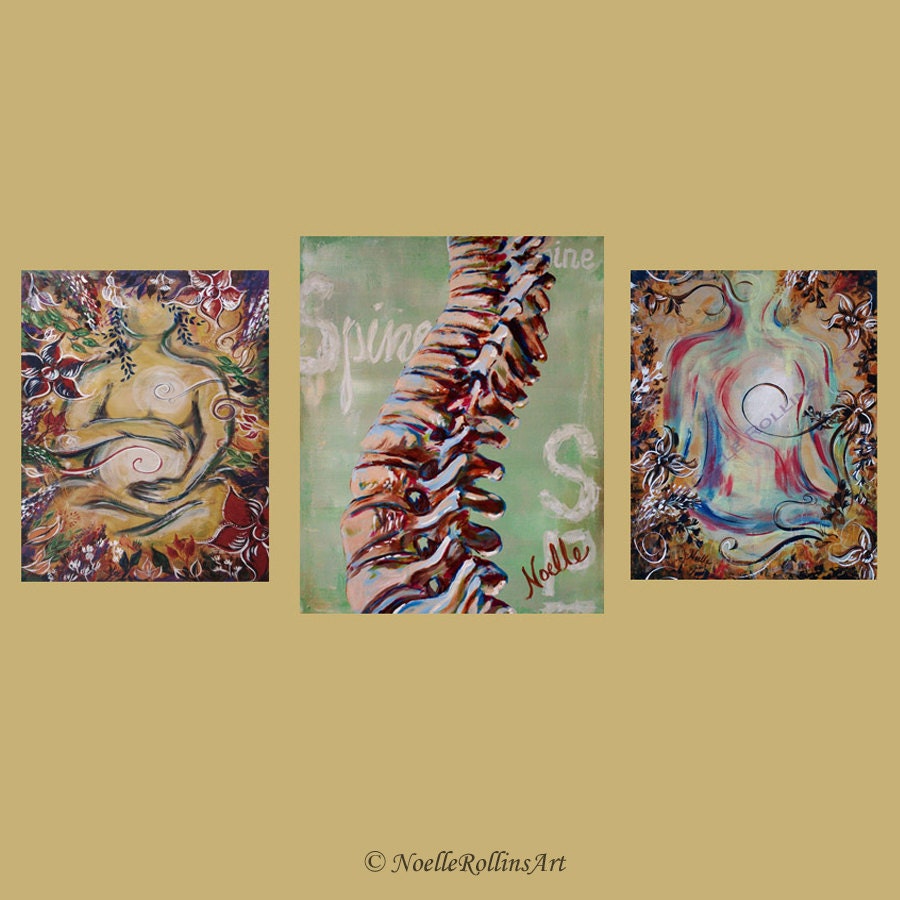 Chiropractic artwork trio wall art set of 3 prints for office