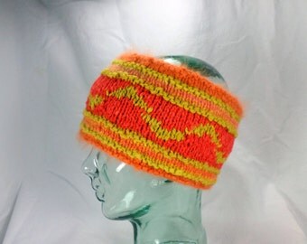 Reversible Orange and Yellow Wool and Angora Headband