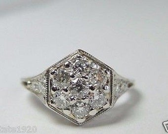 Antique European Diamond Platinum Art Deco Engagement Ring | RE-520