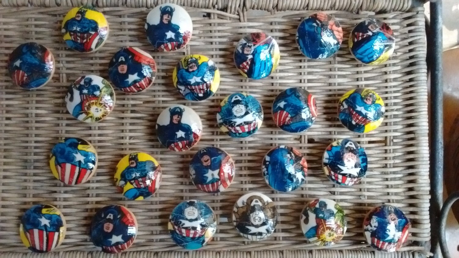 Marvel Avengers Handmade Knobs Drawer Pull Set of Captain