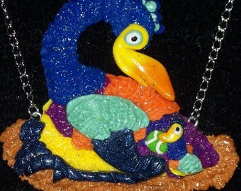 Disney Pixar UP Movie, Kevin Polymer Clay Necklace and Charm,Your Choice of Kevin or Kevin's Baby