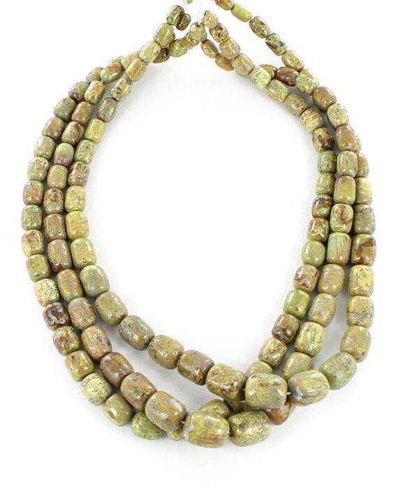 Gaspeite Beads BARREL SHAPE GRADUATED 5-15mm by NewWorldGems