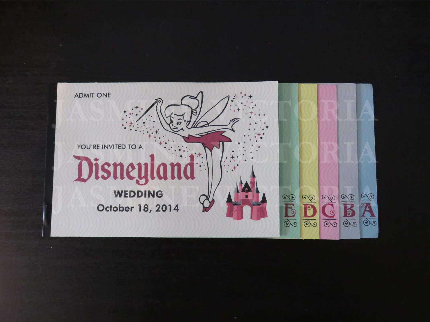 Disneyland Tinkerbell Disney inspired Vintage E Ticket Wedding