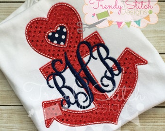 Anchor Heart Applique Design Machine Embroidery Design INSTANT DOWNLOAD