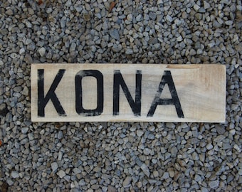 Ironman Triathlon Sign - "KONA" - Hawaii Finisher's Sign - Rustic Distressed Little Sign - Handpainted on Reclaimed Pine - Triathlete Gift