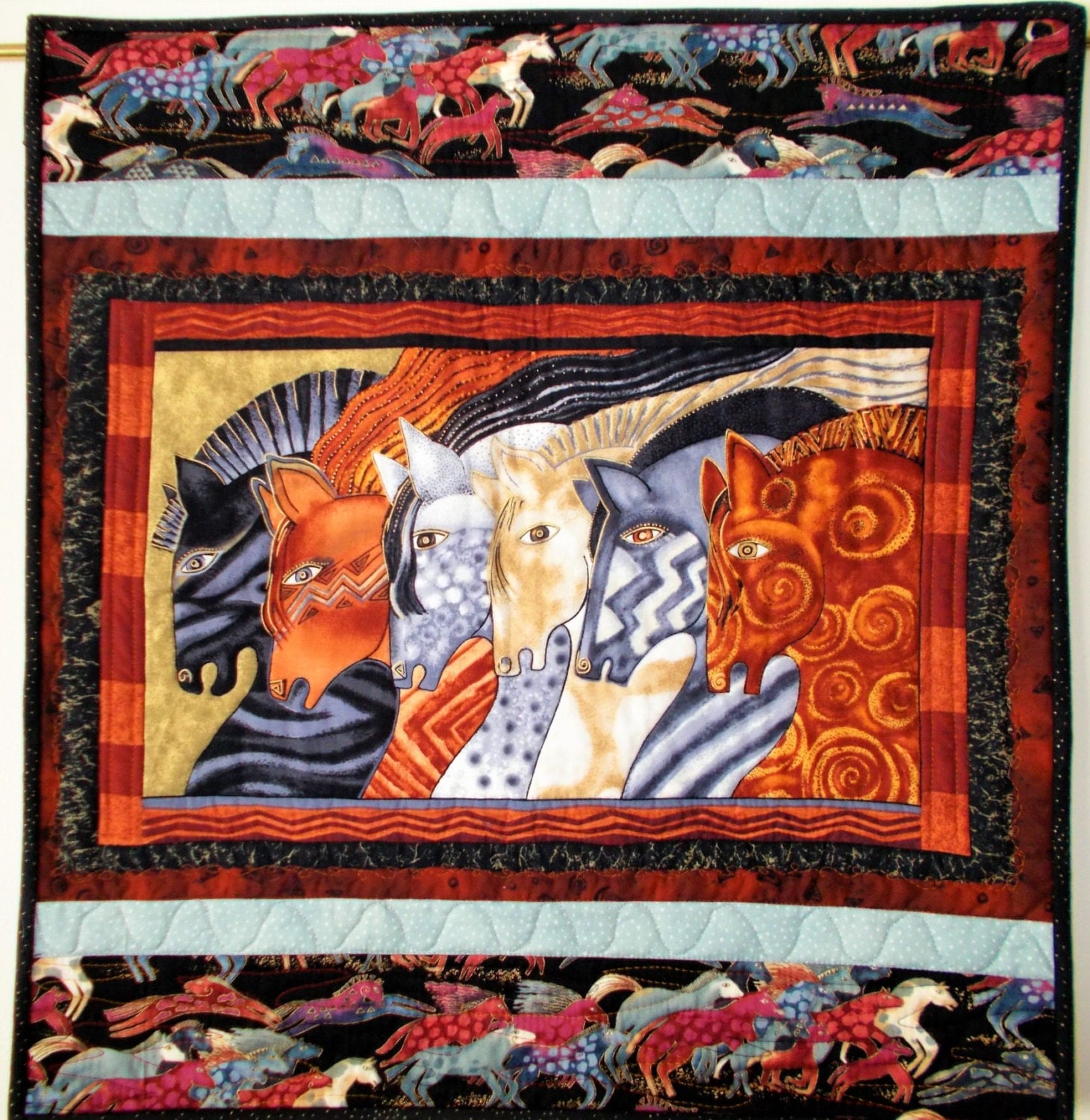 Wild Horses Quilted Wall Hanging/Laurel Burch Fabric