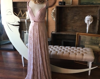 Sahara Rose Gold with Blush Lace- Vintage Style Octopus Infinity Wrap Dress- Pale Dogwood Wedding Gown, Bridesmaids, Maternity, Etc.