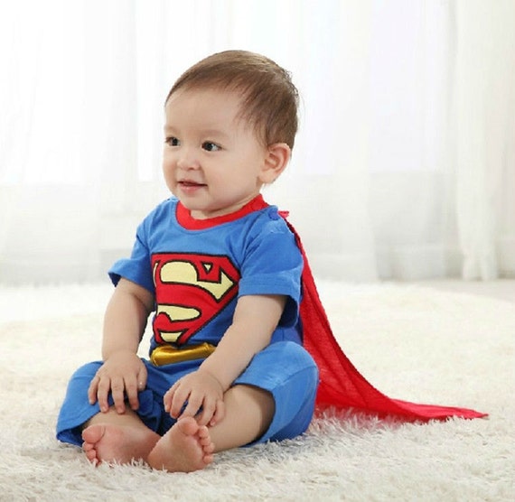 Superman Baby Onesie Superhero Costume Caped by BoomBoomBowtique