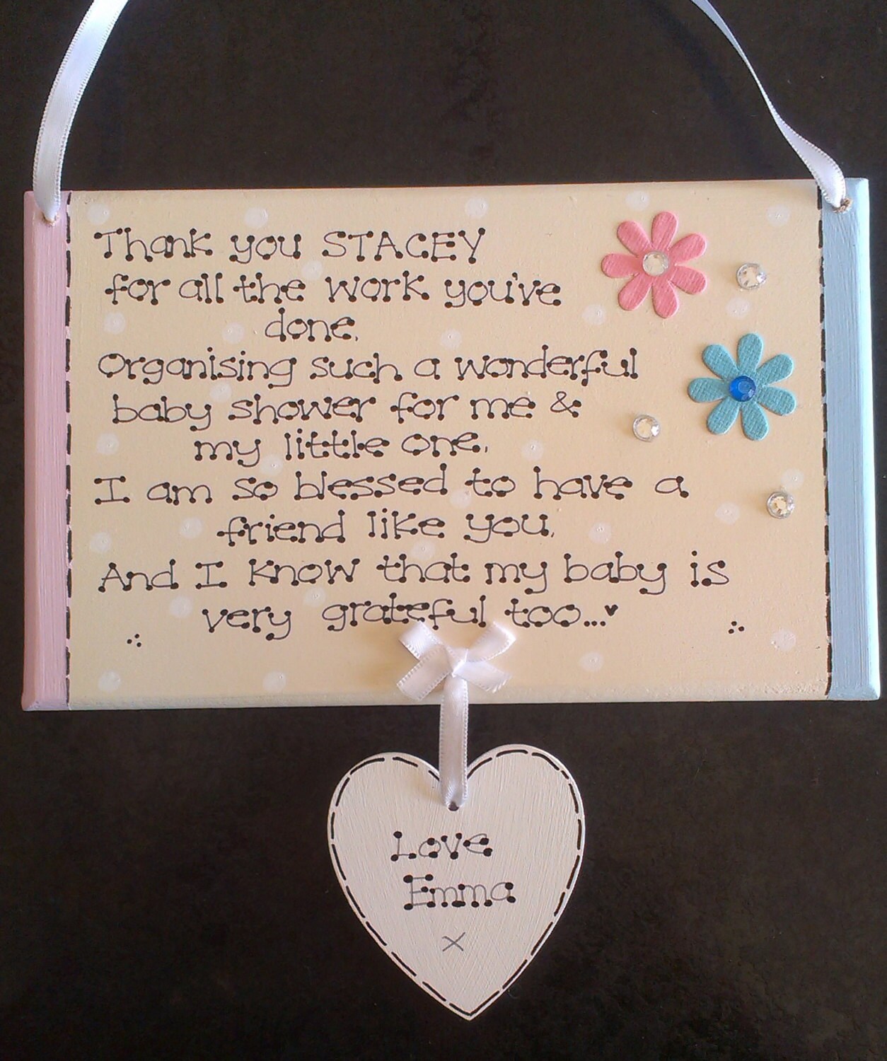 Personalised Thank You for Organising Baby Shower Mum Friend