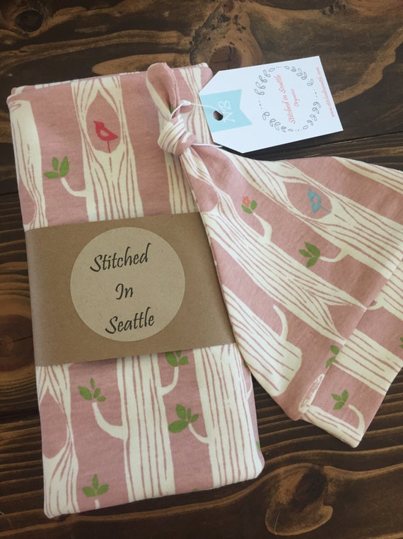 Sale Organic Baby Swaddle Blanket Set with Knot Top Hat