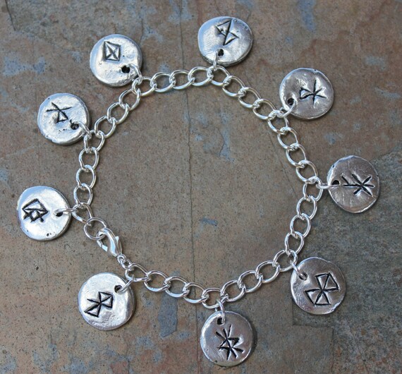 Anglo Saxon runic charm anklet or plus size charm bracelet